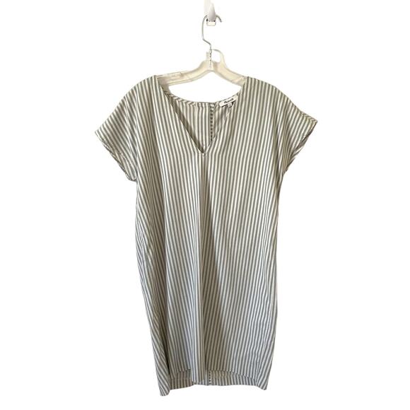 Madewell Striped Button Mini Dress Green Gray Tank Size Small - Picture 1 of 8